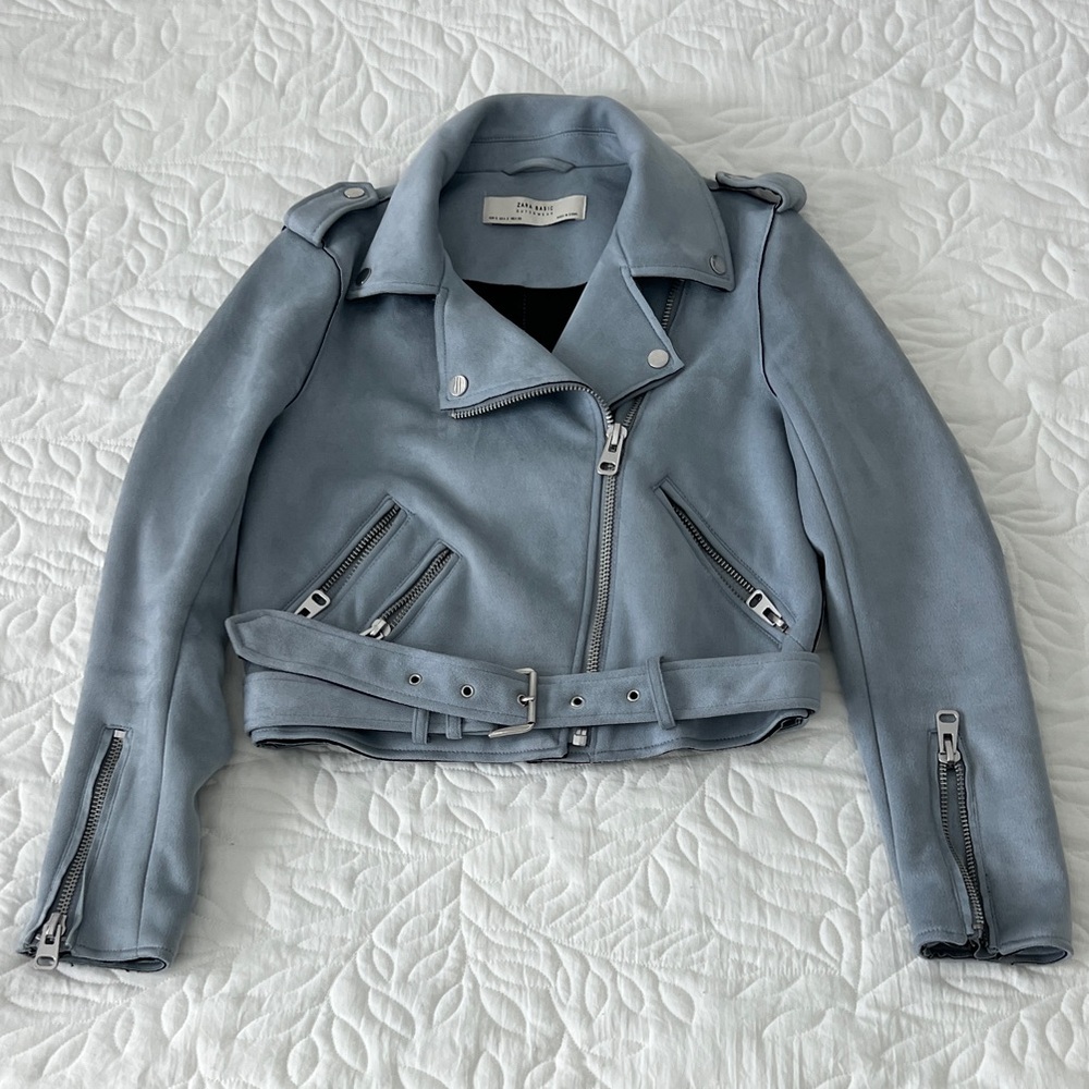 Zara Light Blue Moto Jacket